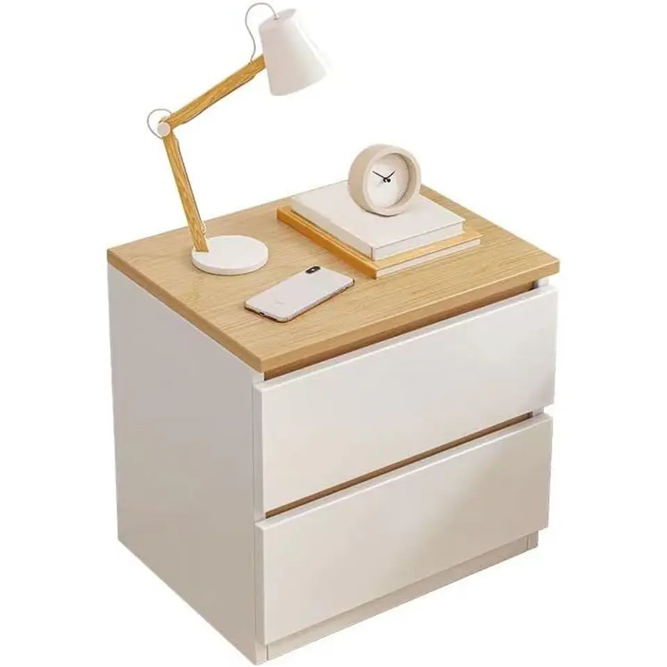 Pack 2 Velador Mesa De Noche Dos Cajones 41*30*32cm Moderno 3