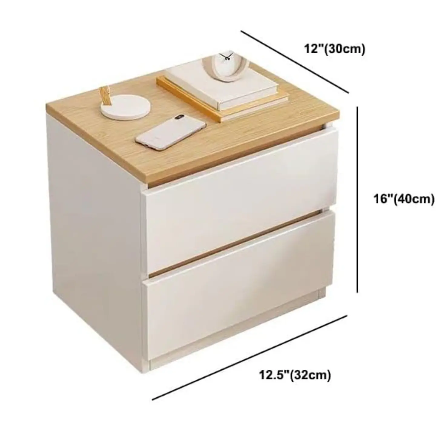 Pack 2 Velador Mesa De Noche Dos Cajones 41*30*32cm Moderno 4