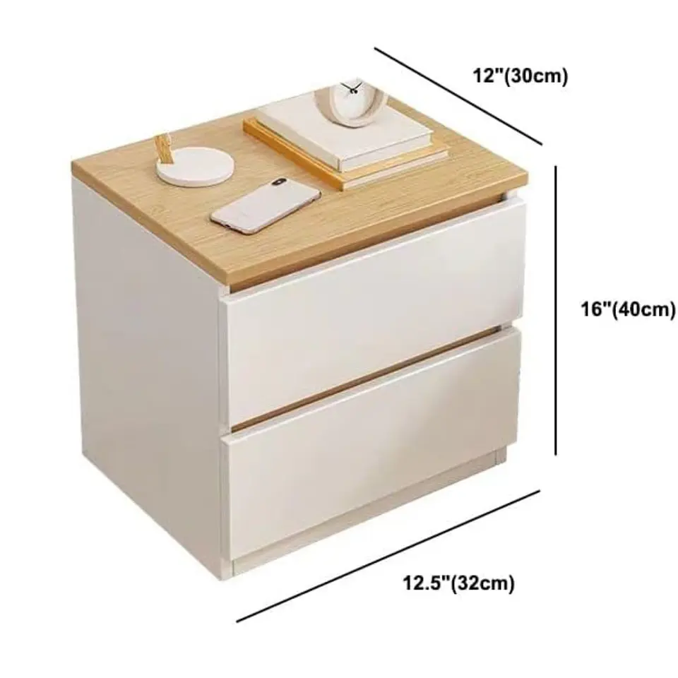 Pack 2 Velador Mesa De Noche Dos Cajones 41*30*32cm Moderno 4