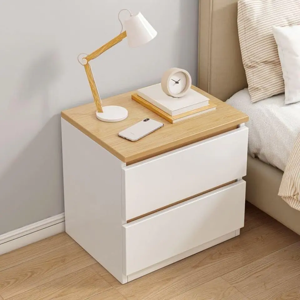 Pack 2 Velador Mesa De Noche Dos Cajones 41*30*32cm Moderno 5