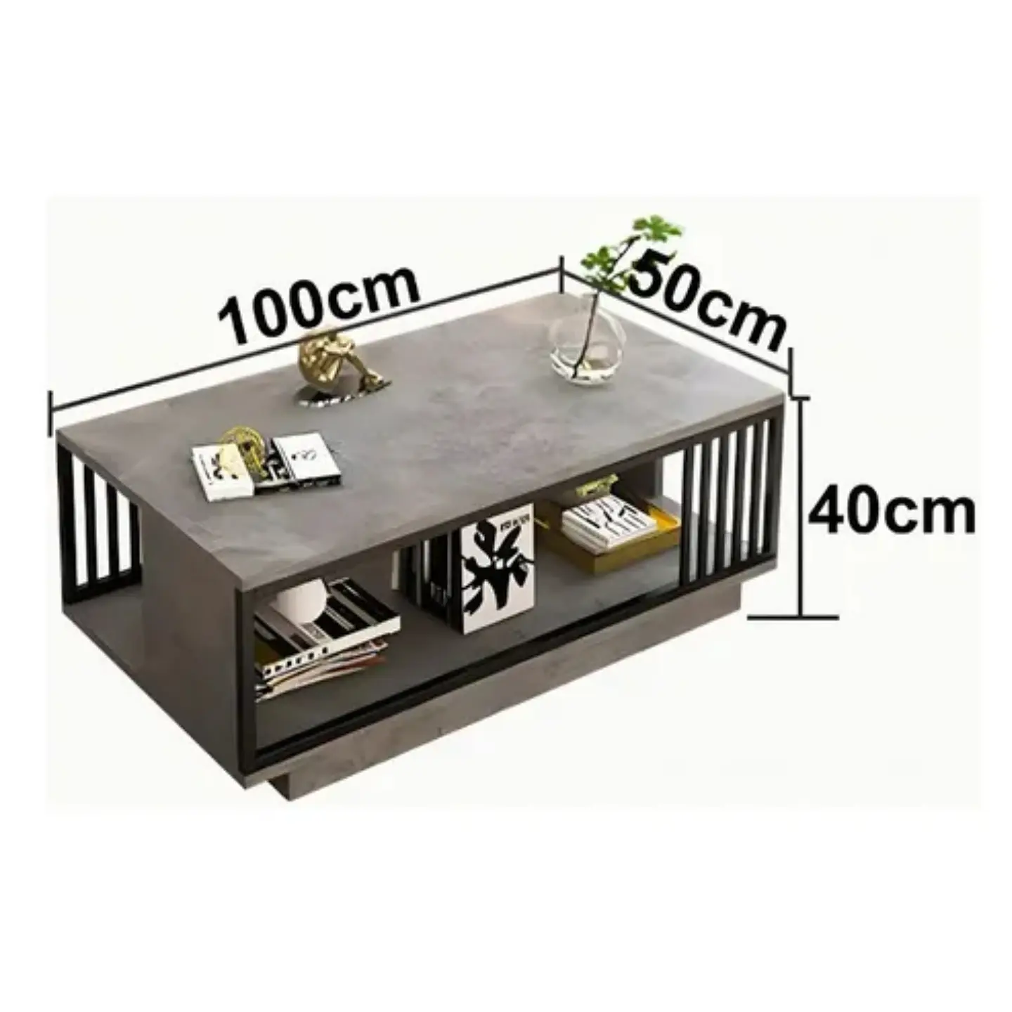 Mesa De Centro 2 Niveles 100x50x40 Living Hogar Decorativo 3