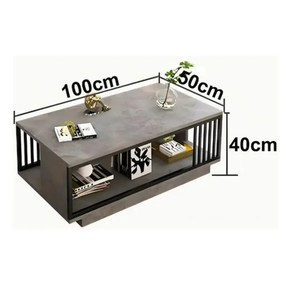 Mesa De Centro 2 Niveles 100x50x40 Living Hogar Decorativo 3