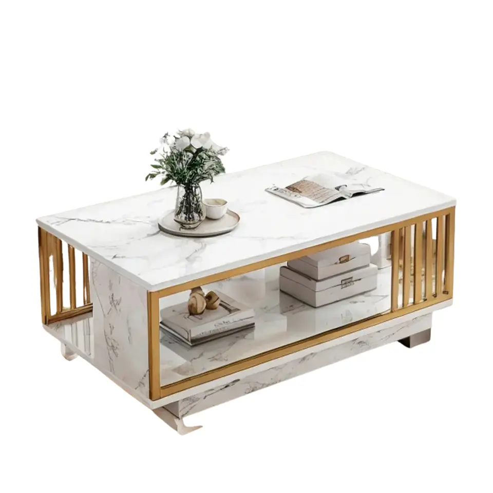 Mesa De Centro 2 Niveles 100x50x40 Living Hogar Decorativo 7