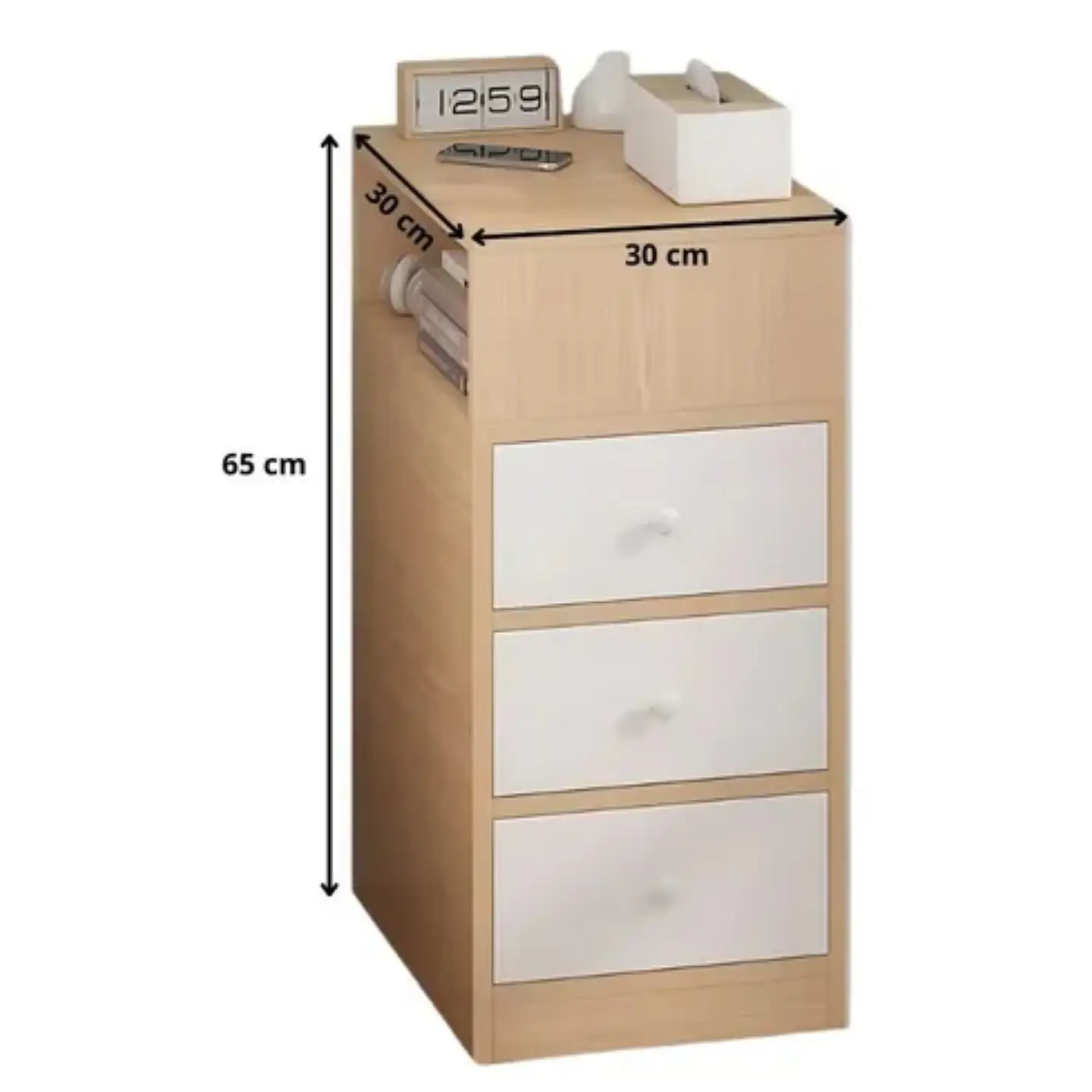 Cajonera Comoda 30x30x66cm Estante Mesa De Noche Velador 3