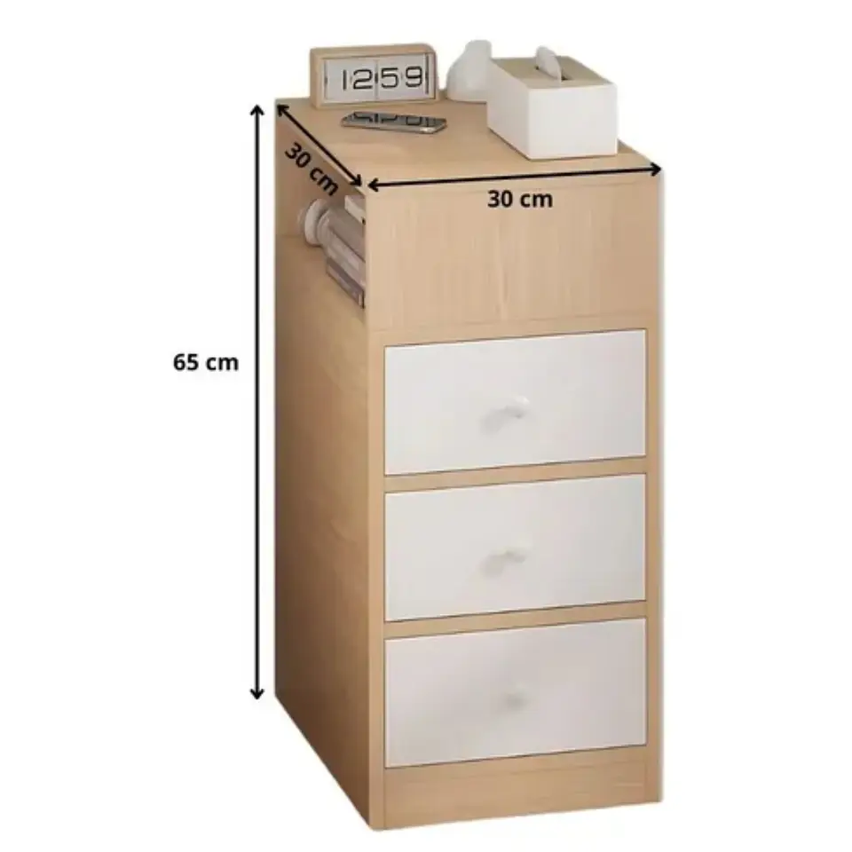 Cajonera Comoda 30x30x66cm Estante Mesa De Noche Velador 3