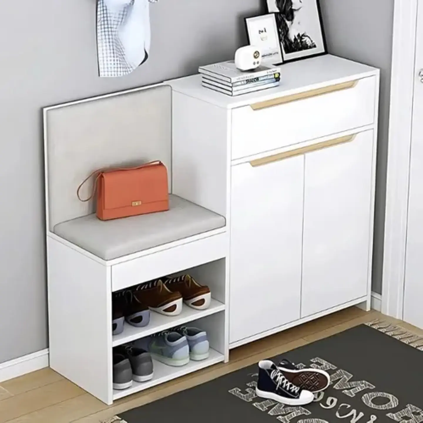 Zapatero Con Armario Cajon 110*24*80CM Organizador Moderno 3