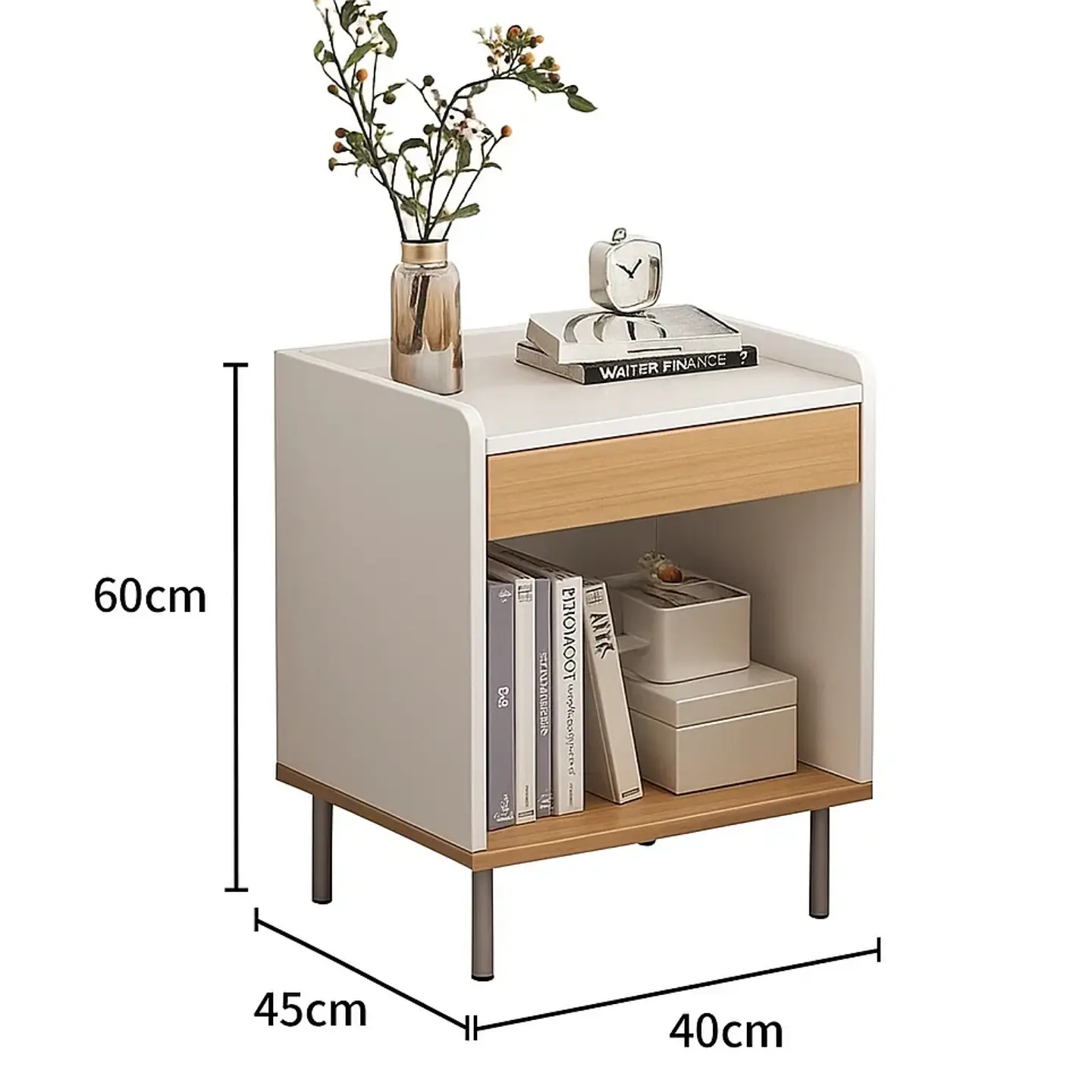 Velador Estante Con Cajon 45x40x60 Mesa De Noche Dormitorio 2