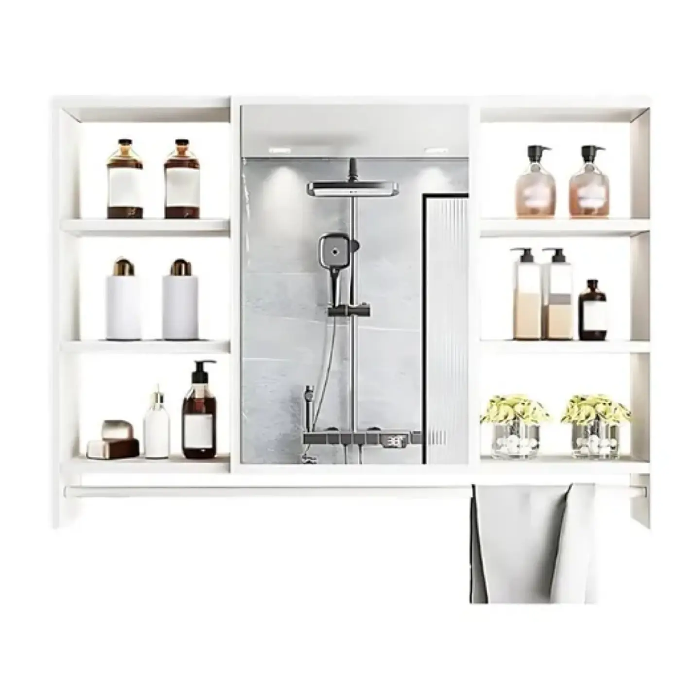 Mueble Organizador De Baño 90x12x70 cm Con Espejo 6 Niveles 1