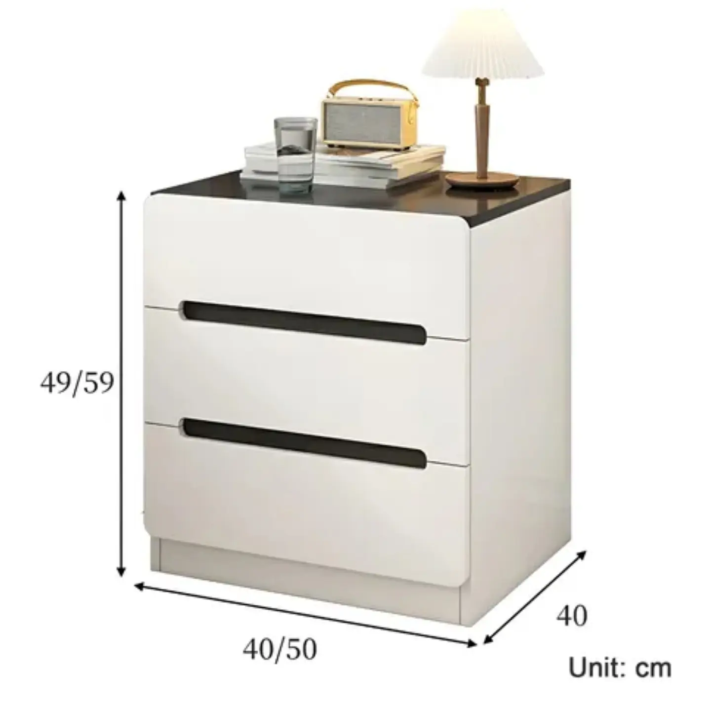 Pack 2 Velador Mesa De Noche 3 Cajones 41x41x59 Moderno 4