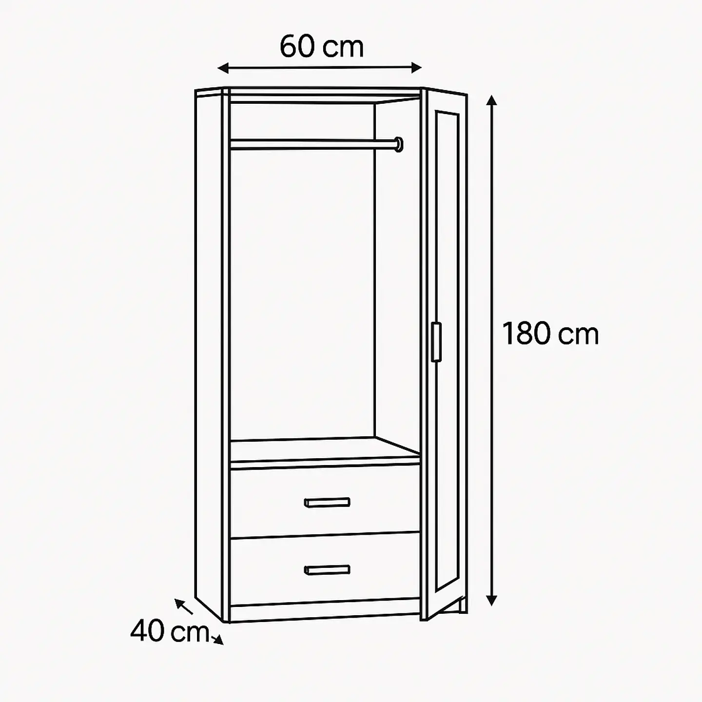 Armario Closet De Madera 60x40x180 Con 2 Puertas Dormitorio 4