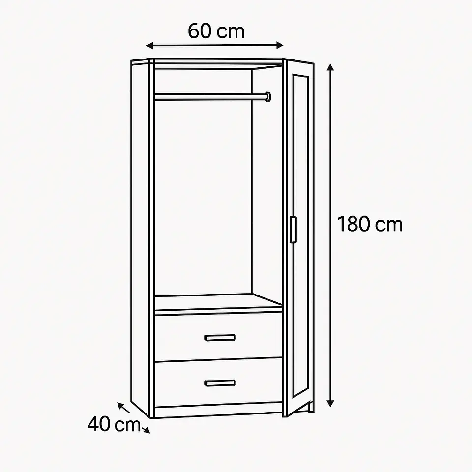 Armario Closet De Madera 60x40x180 Con 2 Puertas Dormitorio 4