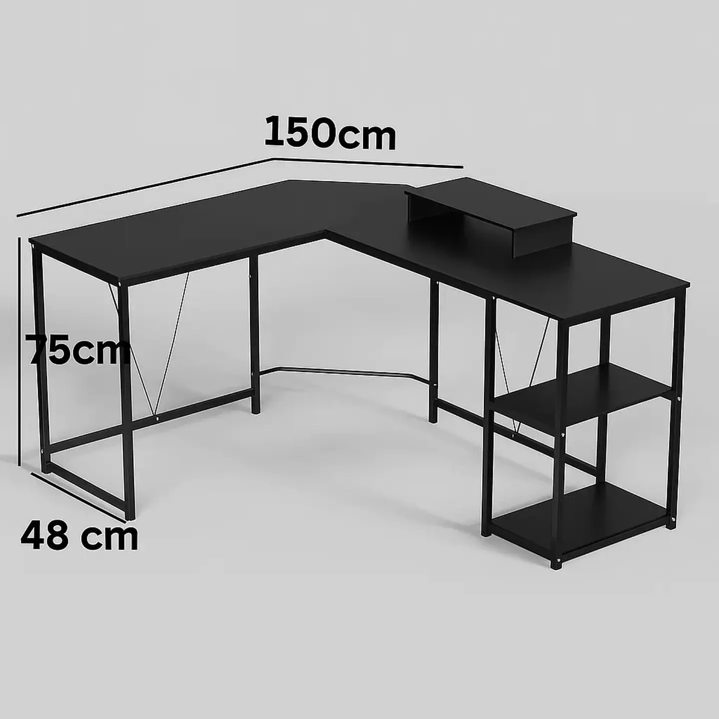 Escritorio Esquinero 150x48x75 en Forma de L Minimalista 2
