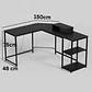 Escritorio Esquinero 150x48x75 en Forma de L Minimalista - Miniatura 2