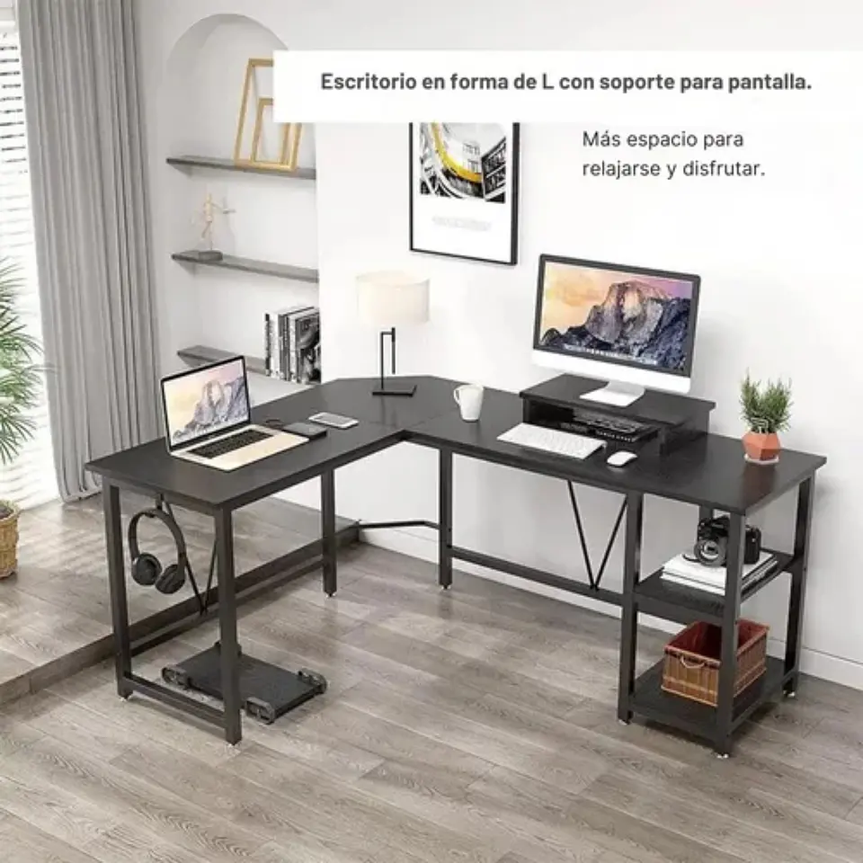 Escritorio Esquinero 150x48x75 en Forma de L Minimalista 4