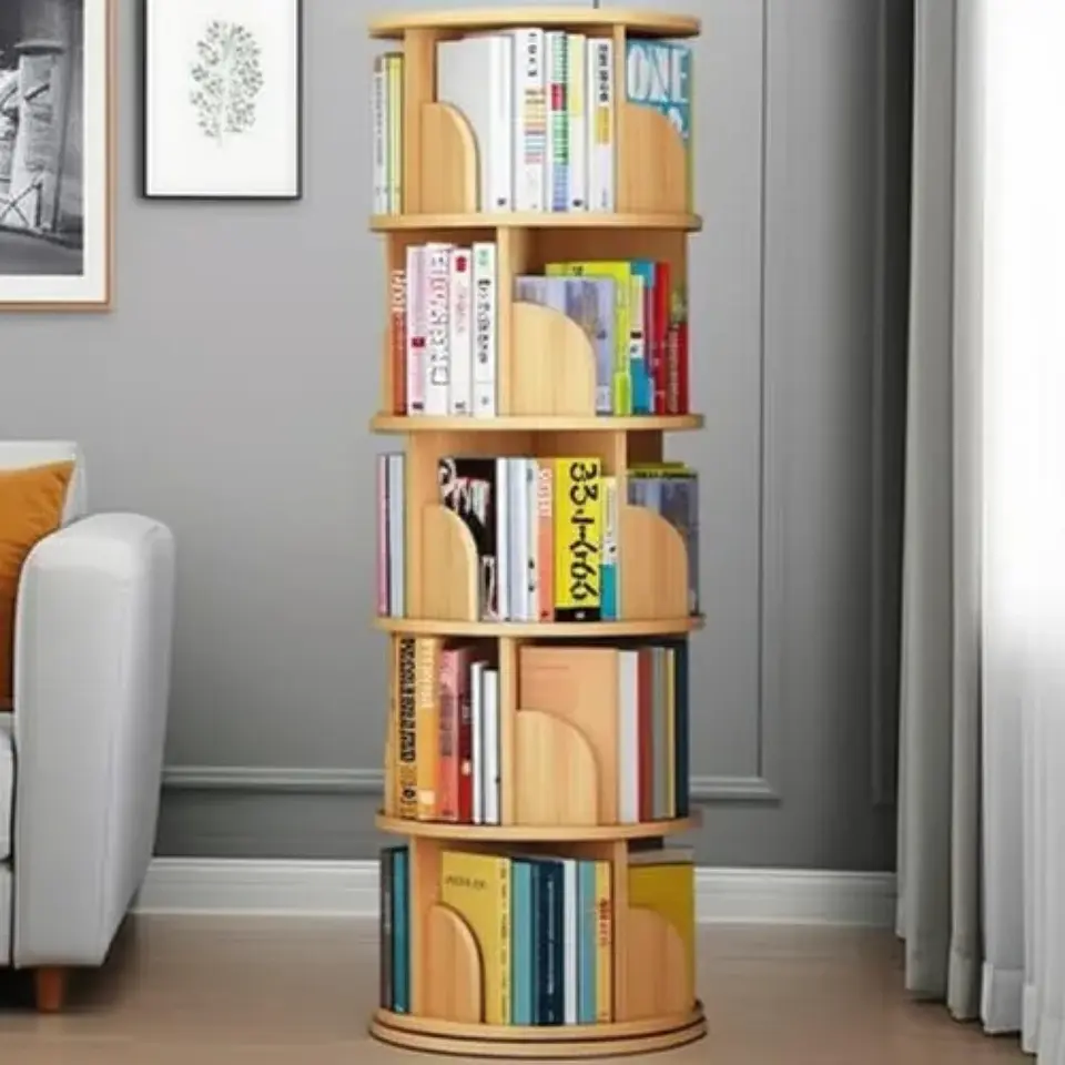 Biblioteca Giratoria 46x46x157 Librero Estante Circular 3