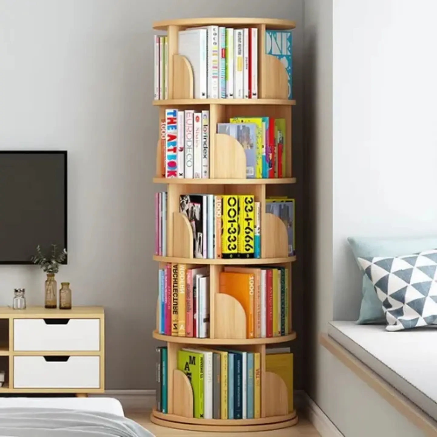 Biblioteca Giratoria 46x46x157 Librero Estante Circular 4