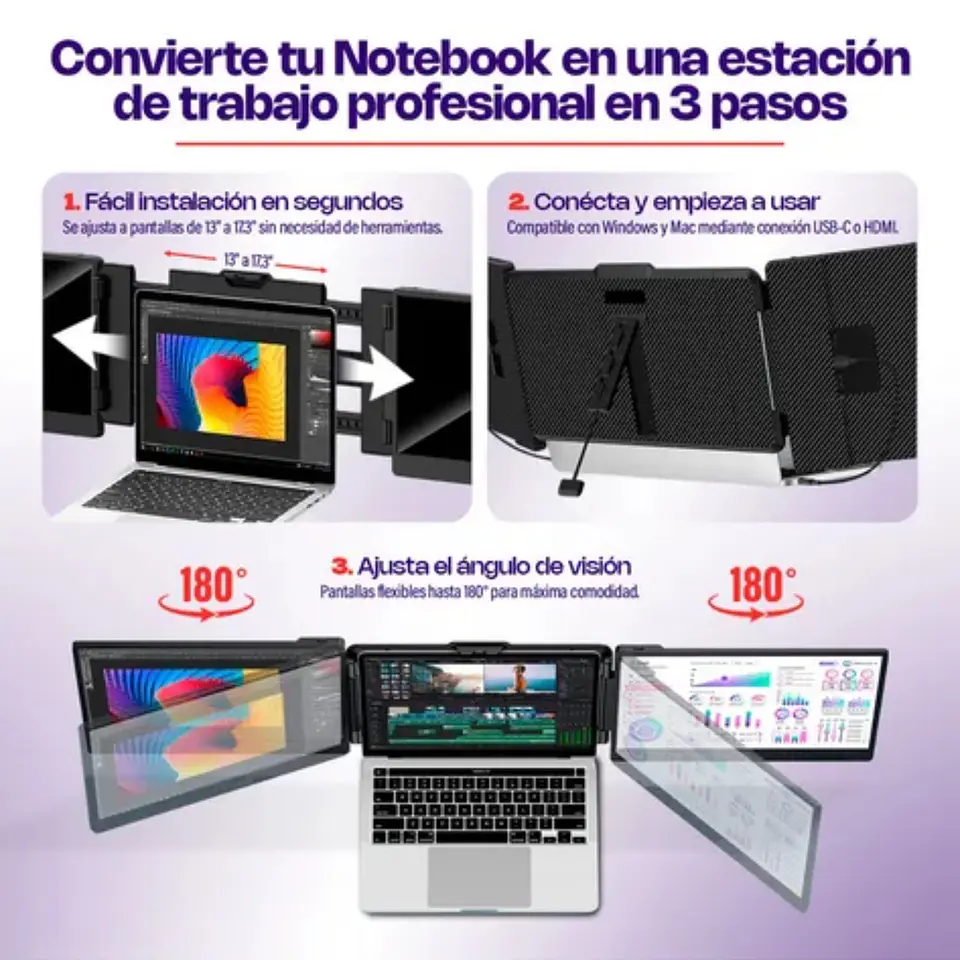 Extensor Dual De Pantalla Notebook Portatil 14 Pulgadas 2