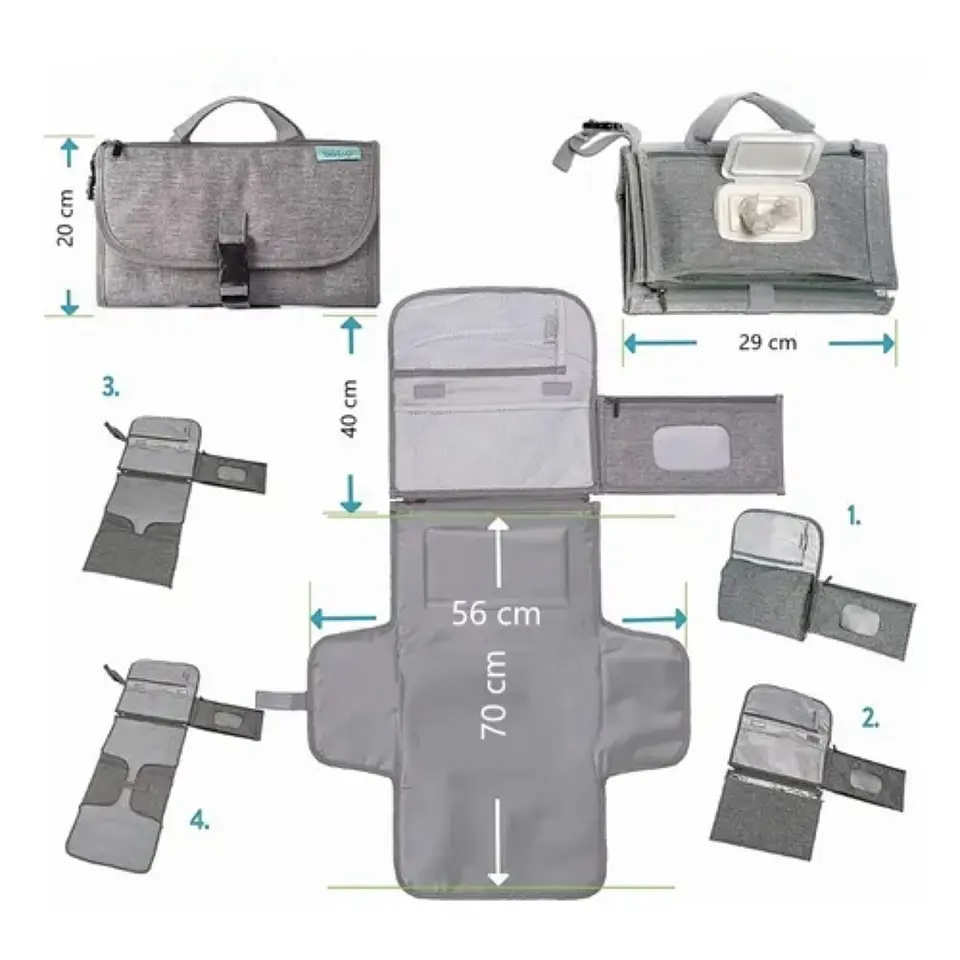 Cambiador Mudador Pañales Bebé Plegable Portatil Impermeable 2