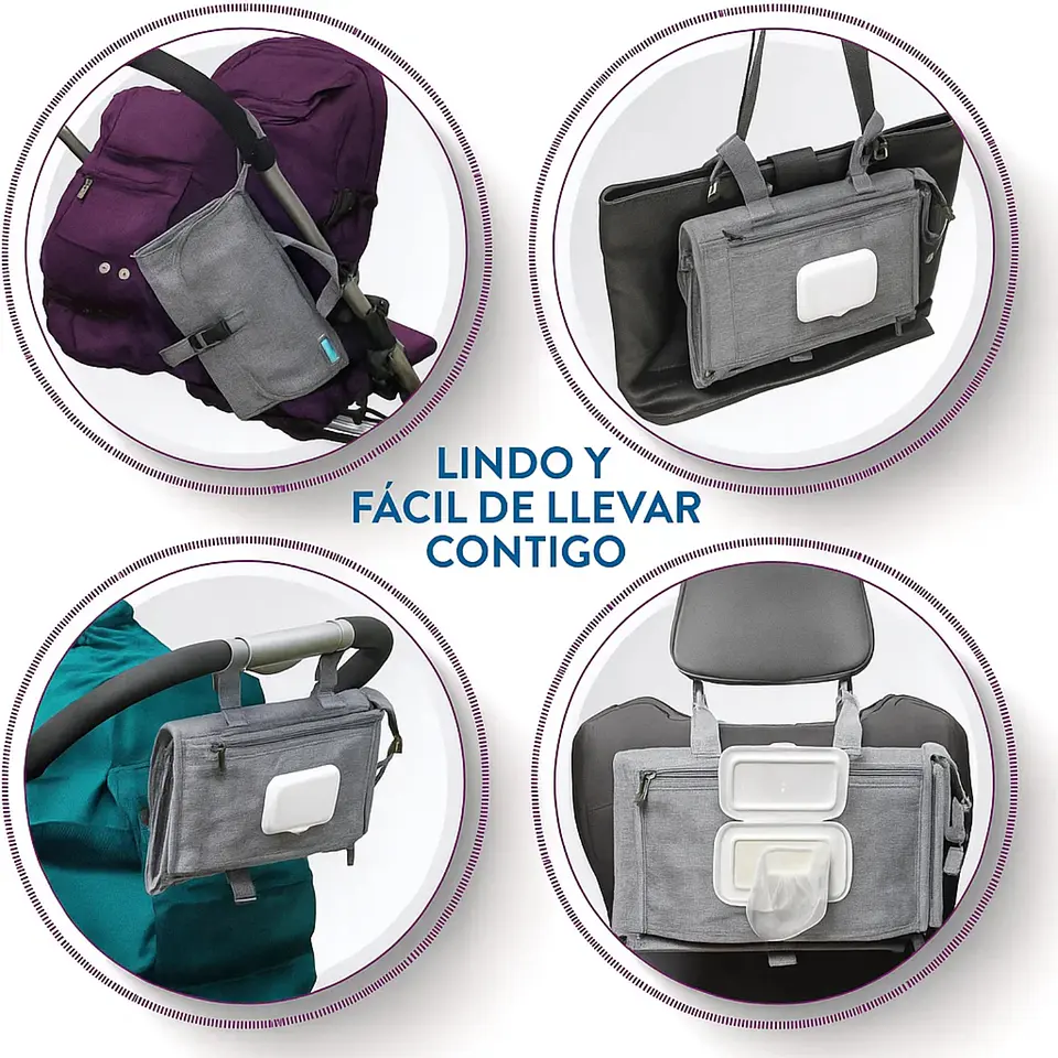 Cambiador Mudador Pañales Bebé Plegable Portatil Impermeable 6