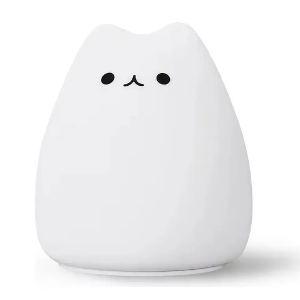 Lampara Led Silicona Gato Kawaii Luz Nocturna Espanta Cuco 1