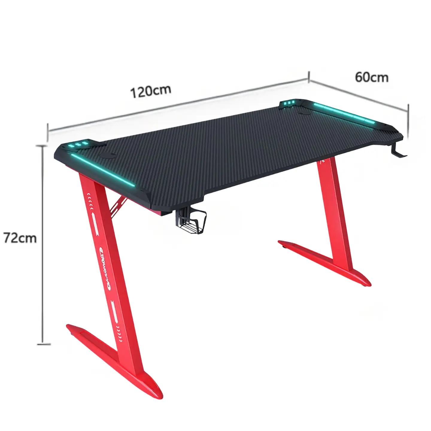 Escritorio Gamer Profesional 120x60x72cm Mesa Con Luces RGB 6