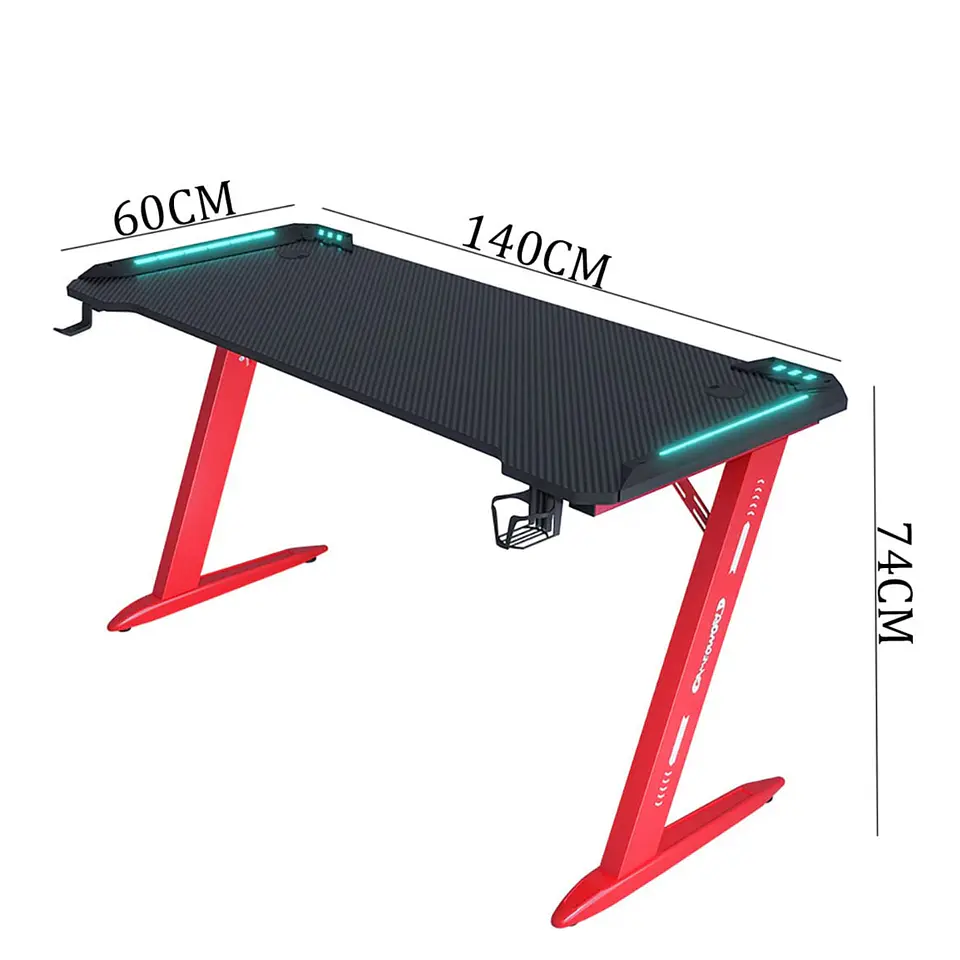 Escritorio Gamer Profesional 140x60x74cm Mesa Con Luces RGB 6