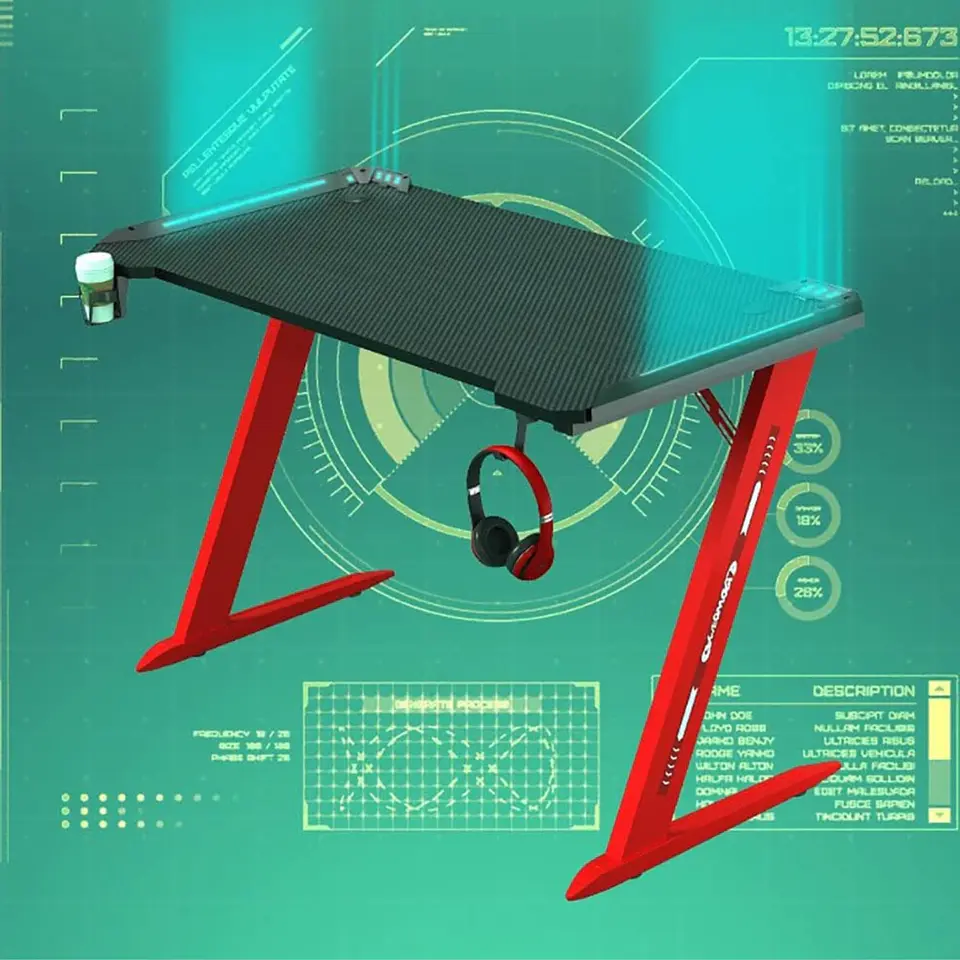 Escritorio Gamer Profesional 140x60x74cm Mesa Con Luces RGB 8