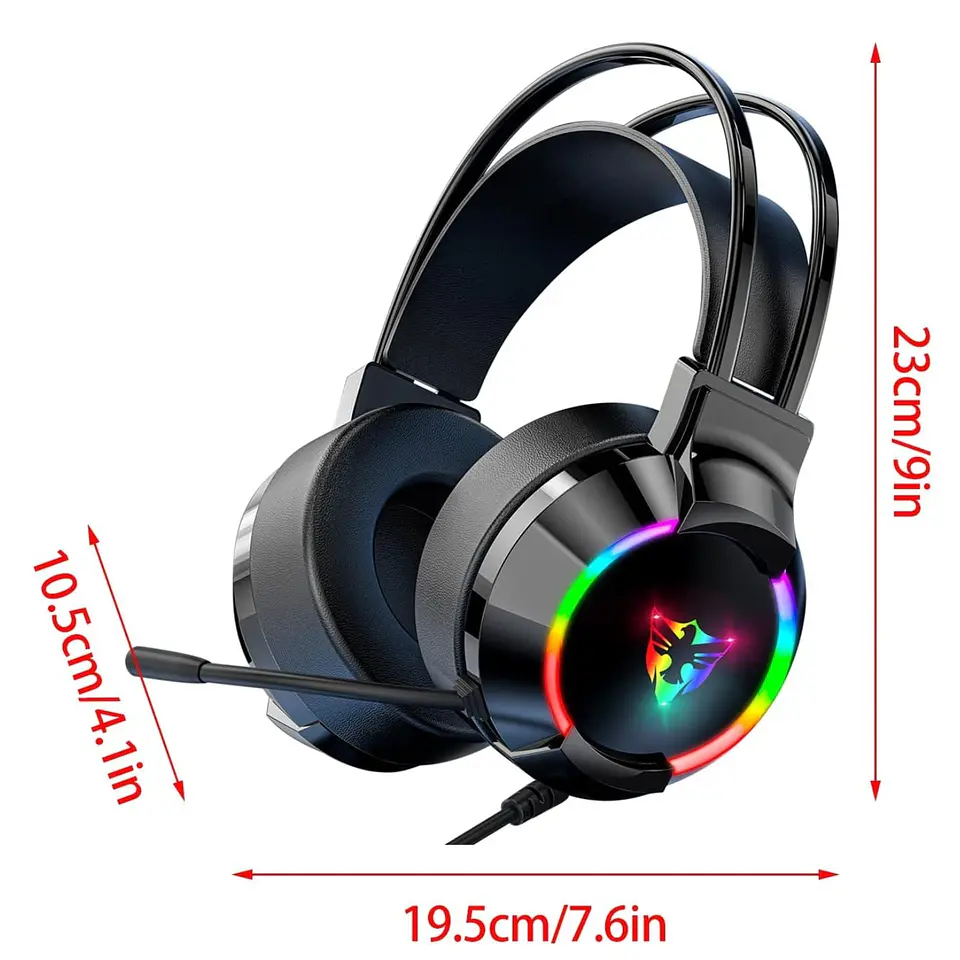 Audifonos Con Microfono Gamer Auriculares Diadema USB RGB 2