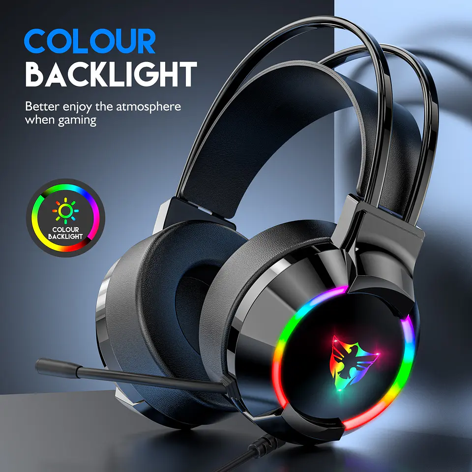 Audifonos Con Microfono Gamer Auriculares Diadema USB RGB 3