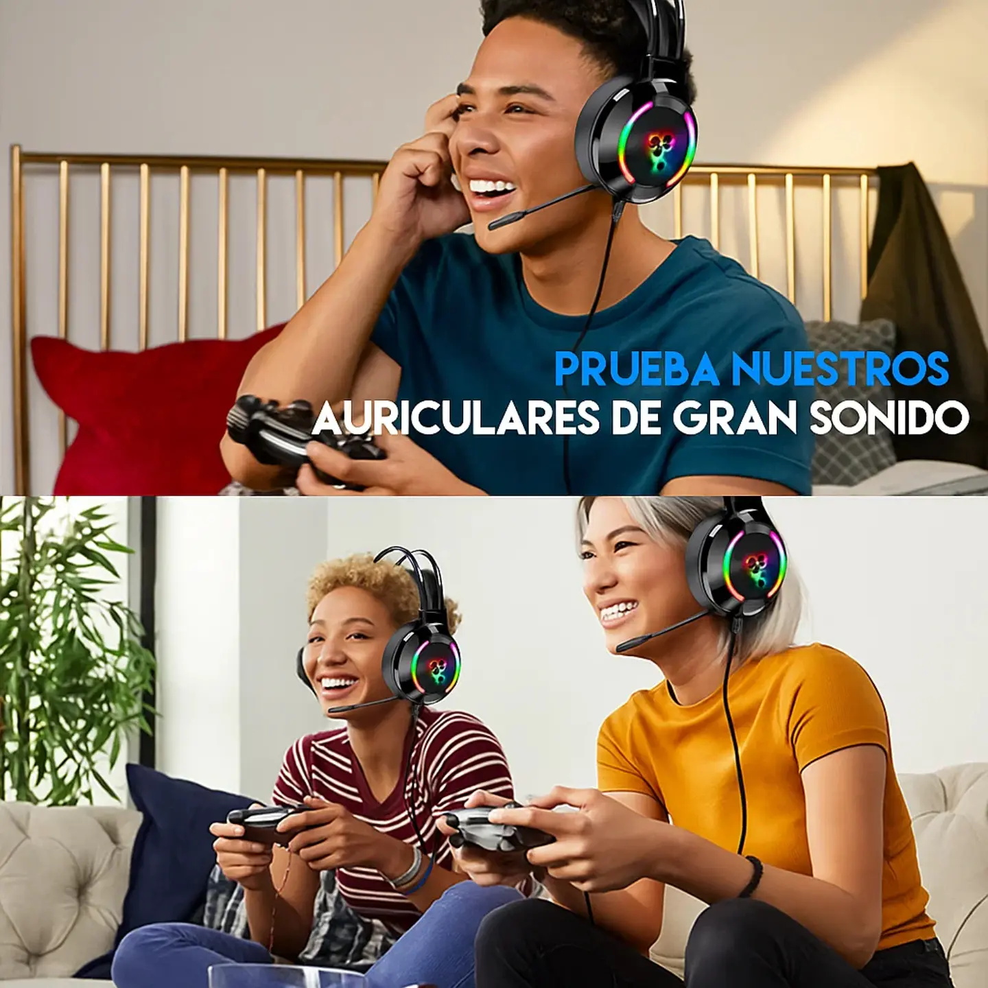Audifonos Con Microfono Gamer Auriculares Diadema USB RGB 4
