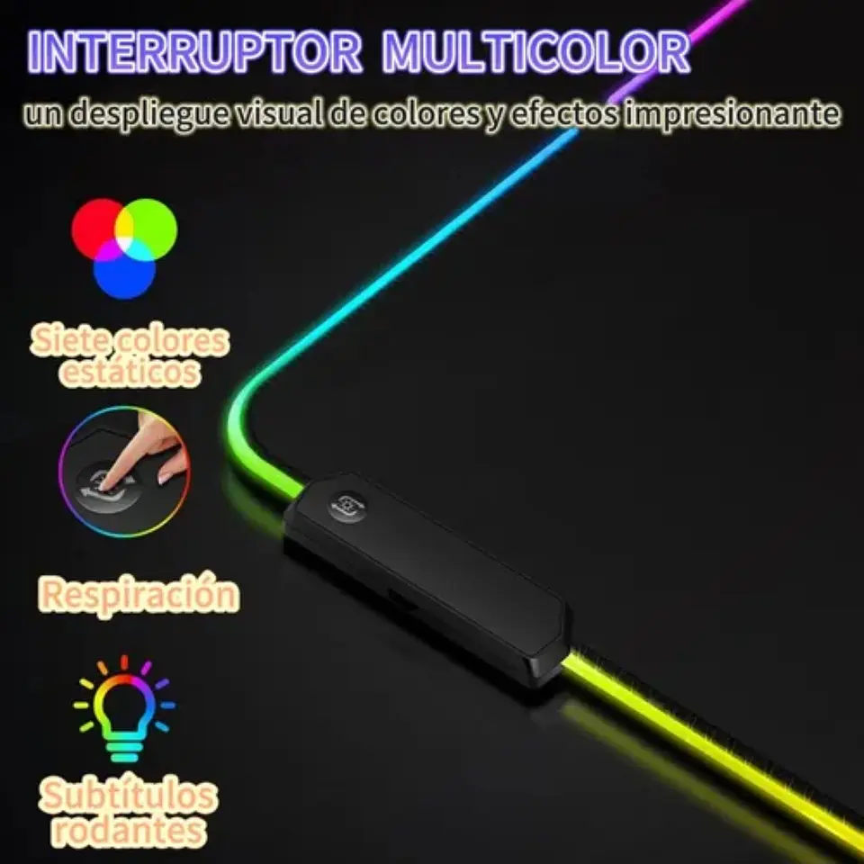 Alfombrilla Mousepad 40x89 Con Luz Led RGB Antideslizante 3