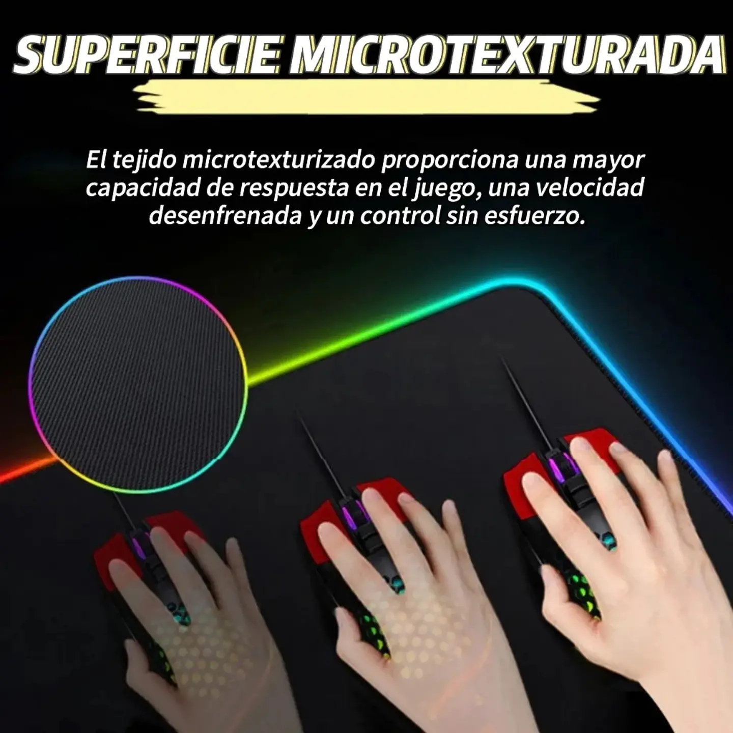 Alfombrilla Mousepad 40x89 Con Luz Led RGB Antideslizante 4