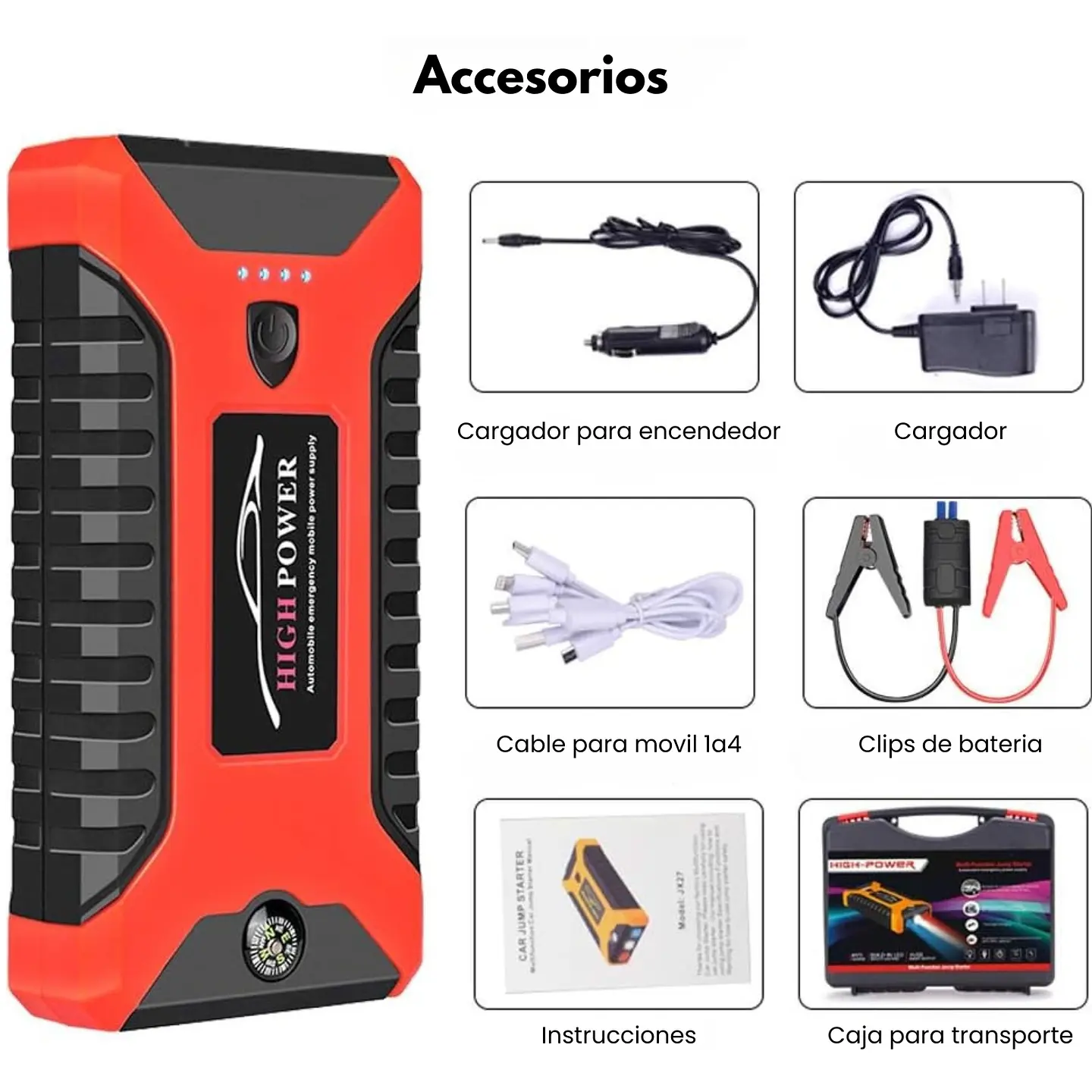 Arrancador Partidor Batería Autos 12V Cargador USB Telefono 3