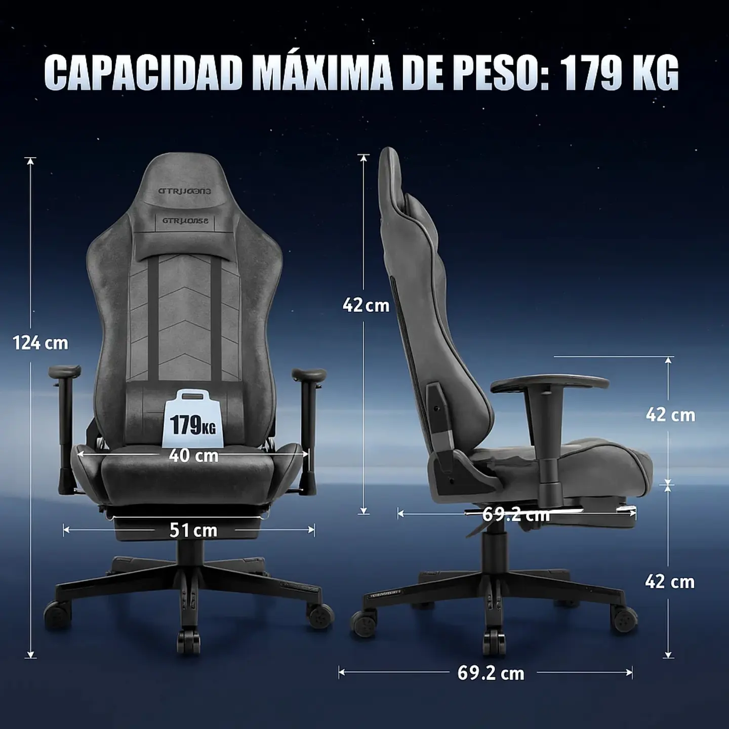 Silla Gamer Ergonómica Con Reposapiés Reclinable Profesional 2