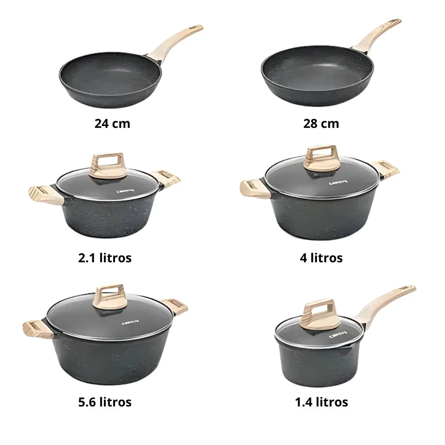 Batería De Cocina 10 Piezas Antiadherente De Piedra Médica 2