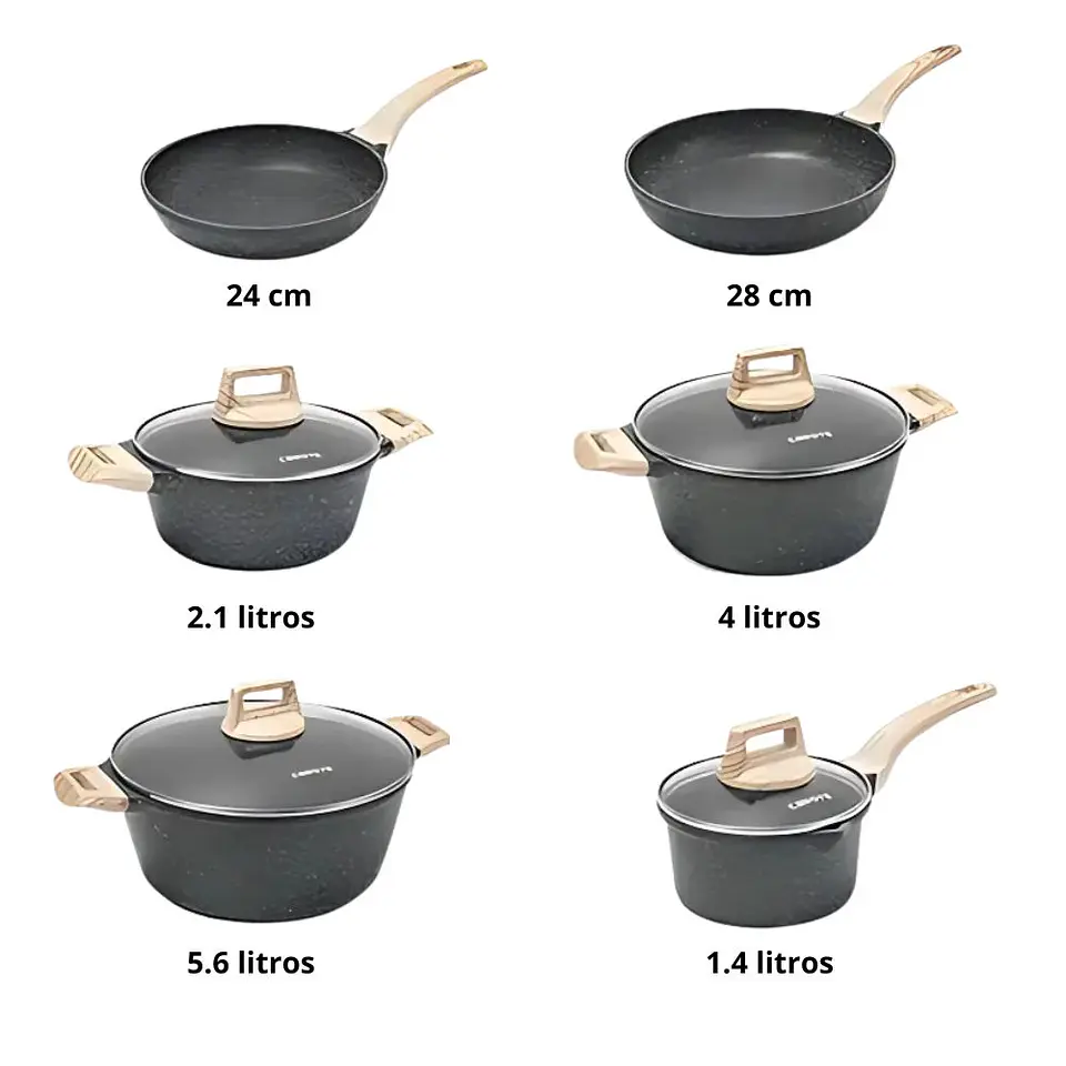 Batería De Cocina 10 Piezas Antiadherente De Piedra Médica 2
