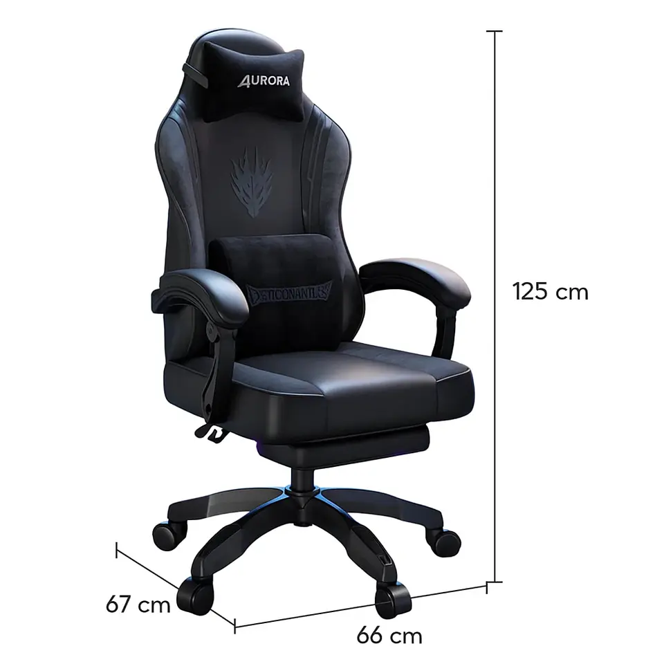 Silla Gamer Con Soporte Lumbar Reclinable 135° Y Reposapies 2