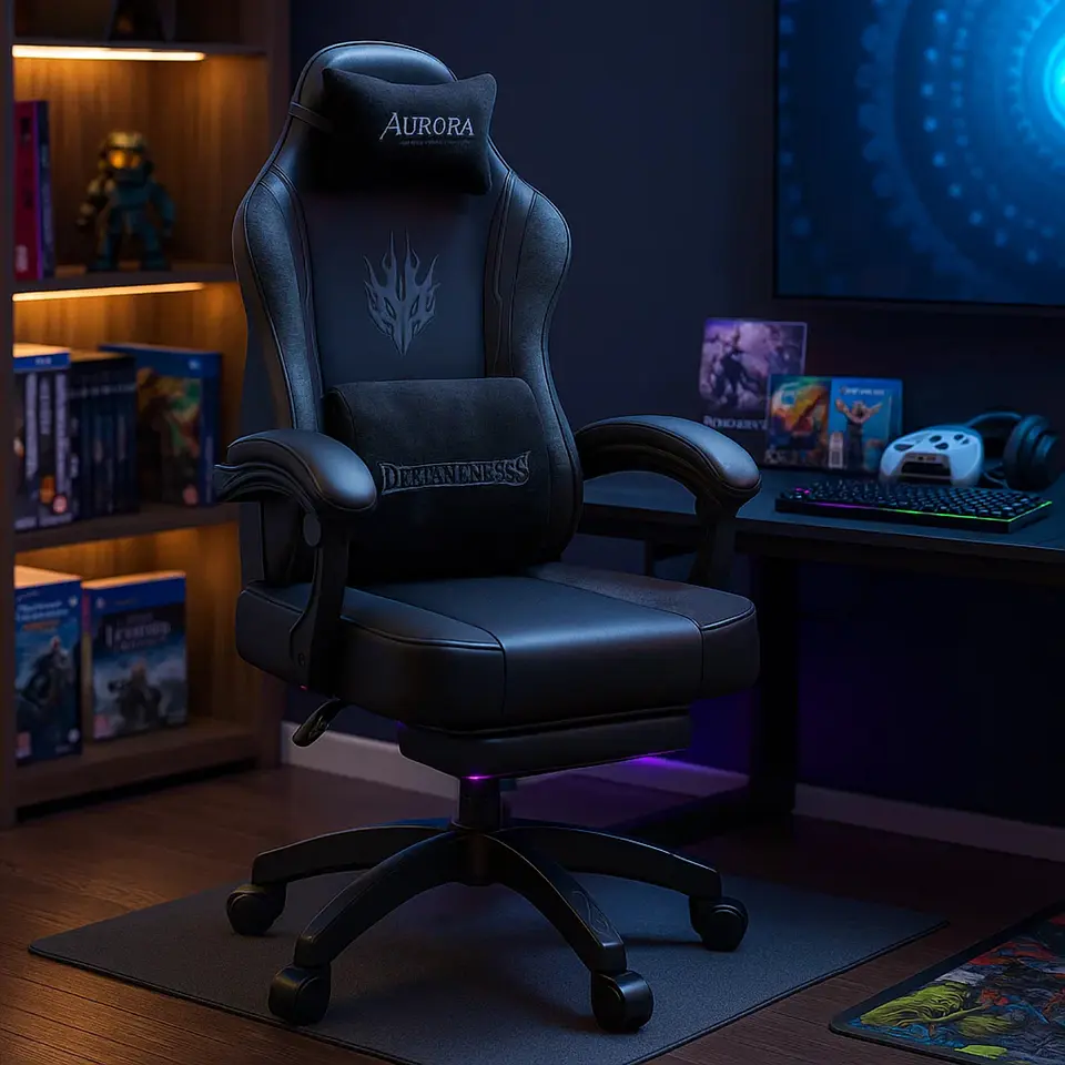 Silla Gamer Con Soporte Lumbar Reclinable 135° Y Reposapies 3