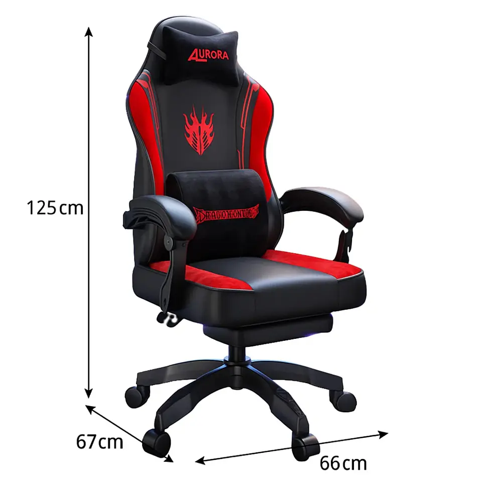 Silla Gamer Con Soporte Lumbar Reclinable 135° Y Reposapies 5
