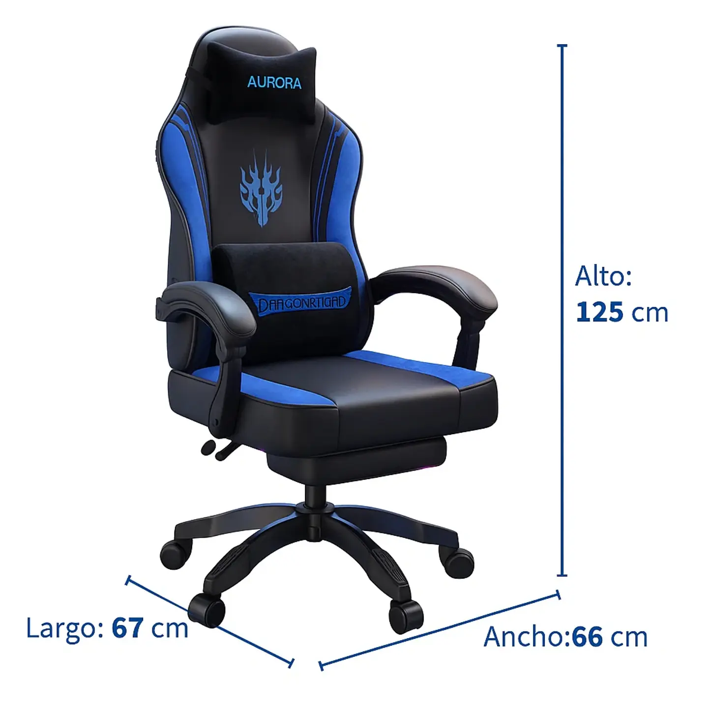 Silla Gamer Con Soporte Lumbar Reclinable 135° Y Reposapies 8