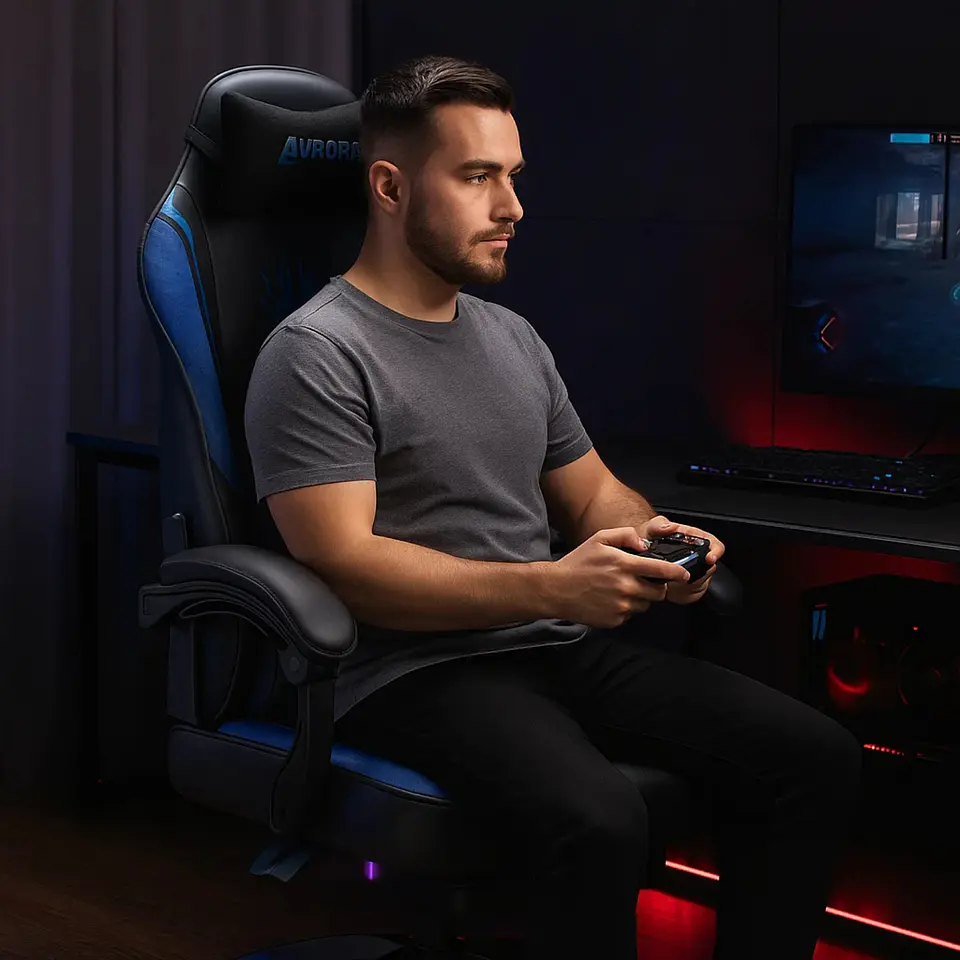 Silla Gamer Con Soporte Lumbar Reclinable 135° Y Reposapies 9