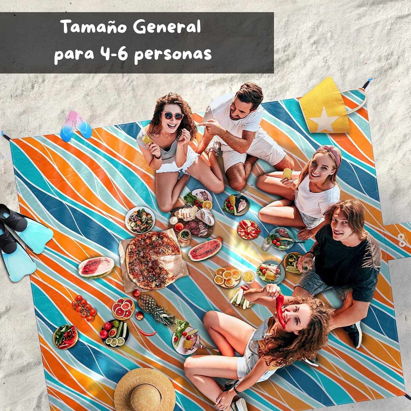 Alfombra Manta Impermeable 210x200cm De Picnic Playa Verano 3