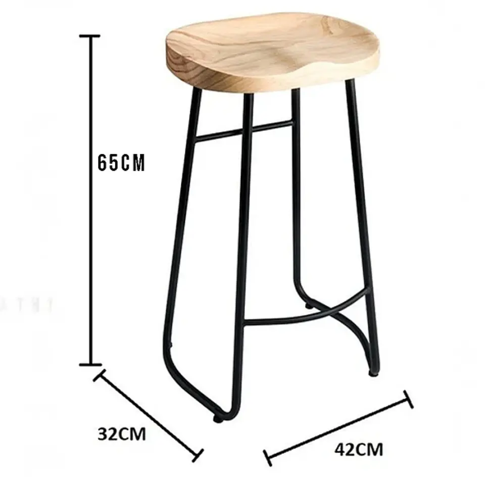 Pack 4 Silla Bar 65cm Taburete Asiento Madera Mostrador 2