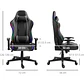 Silla Gamer Luz RGB Soporte Lumbar Reclinable Reposapiés - Miniatura 2