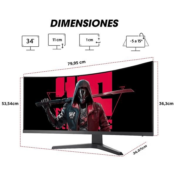 Monitor Pantalla Gamer Curvo 34