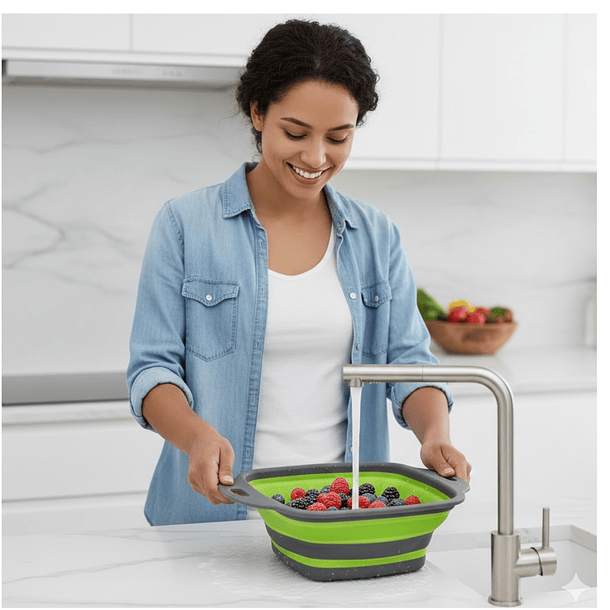 Colador Escurridor De Silicona 29x21cm Plegable Multiuso 4