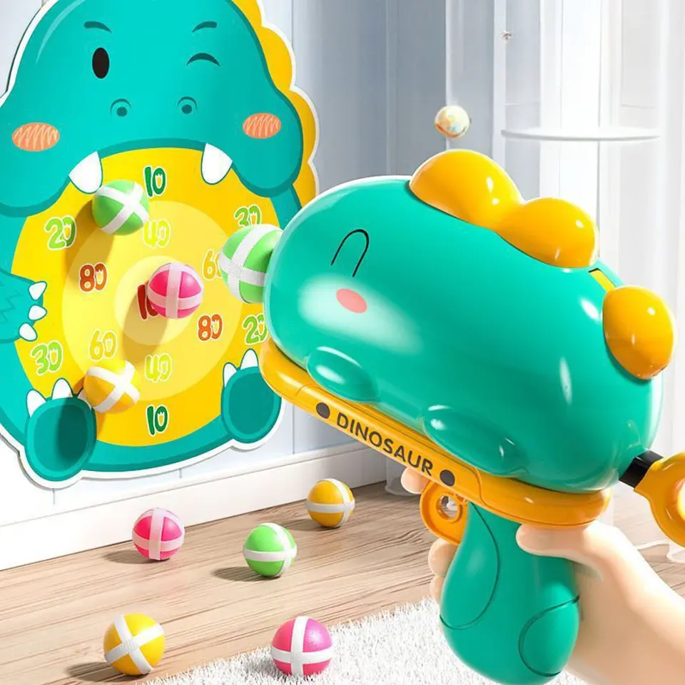 Pistola de Bolas Adhesivas Dinosaurio Juguete Infantil 3