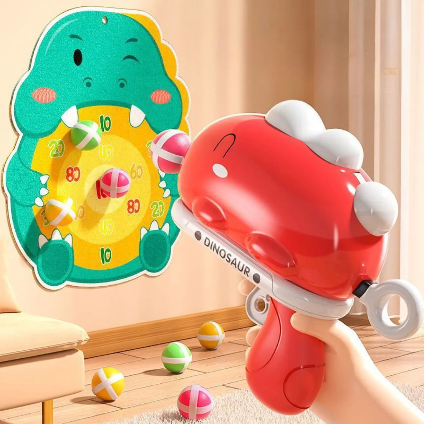 Pistola de Bolas Adhesivas Dinosaurio Juguete Infantil 7