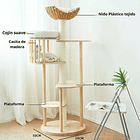 Rascador Para Gatos Tipo Torre Con Casa Elegante Beige 5
