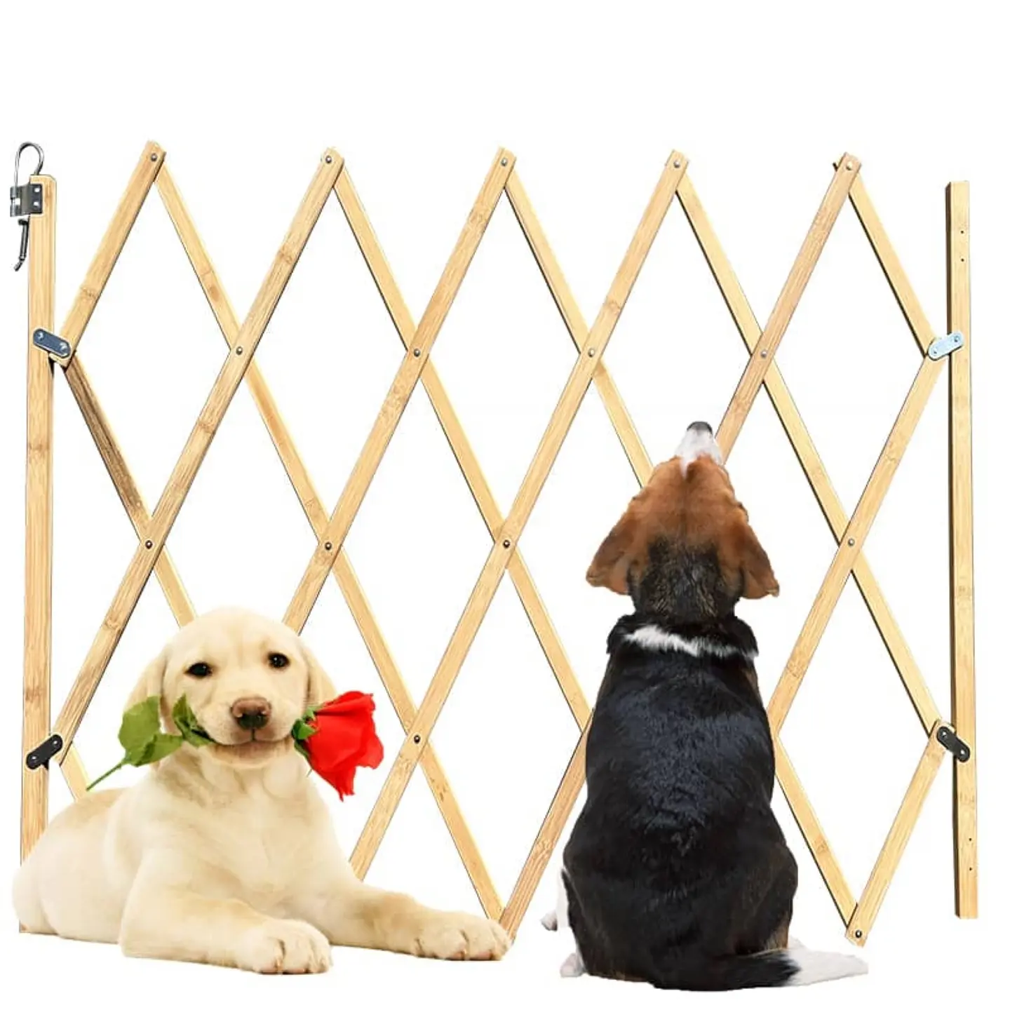 Puerta Plegable Para Mascotas Valla De Seguridad De Madera 1